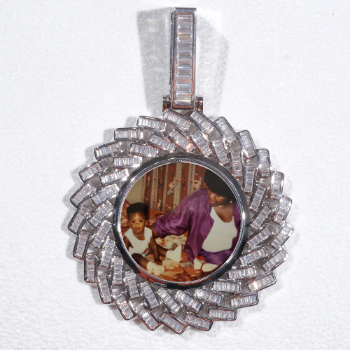 Large 3D Baguette Custom Picture Pendant