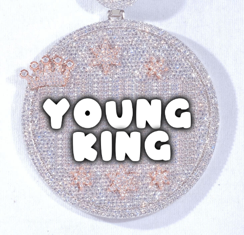 CUSTOM LETTER NECKLACE 3D BIG CROWN DISC