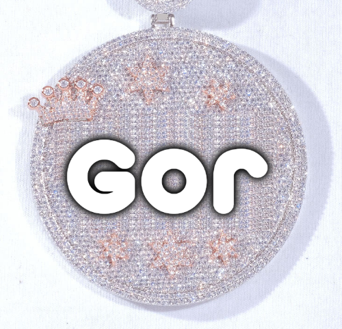 CUSTOM LETTER NECKLACE 3D BIG CROWN DISC