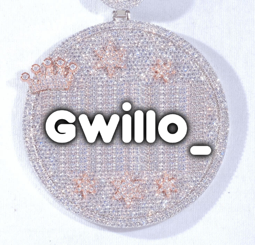 CUSTOM LETTER NECKLACE 3D BIG CROWN DISC