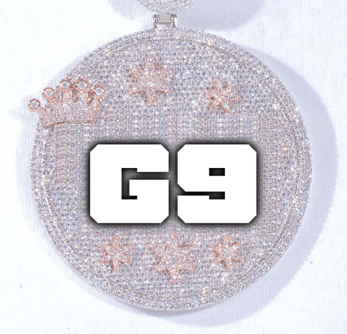 CUSTOM LETTER NECKLACE 3D BIG CROWN DISC