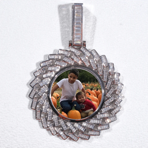 Large 3D Baguette Custom Picture Pendant