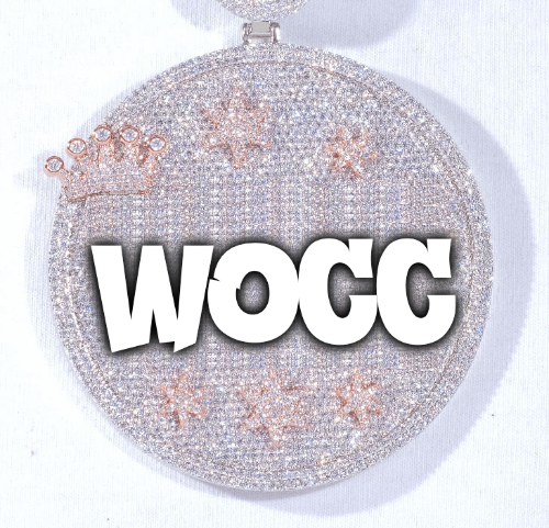 CUSTOM LETTER NECKLACE 3D BIG CROWN DISC