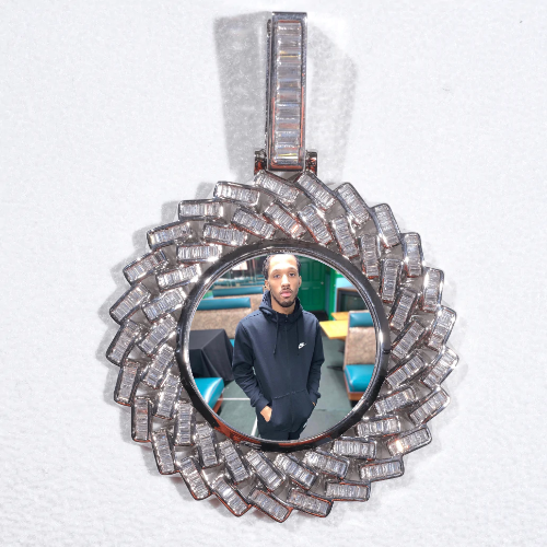 Large 3D Baguette Custom Picture Pendant