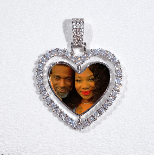 3D Spinning 2-Faced Heart Custom Picture Pendant