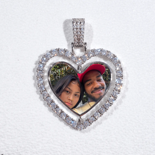 3D Spinning 2-Faced Heart Custom Picture Pendant