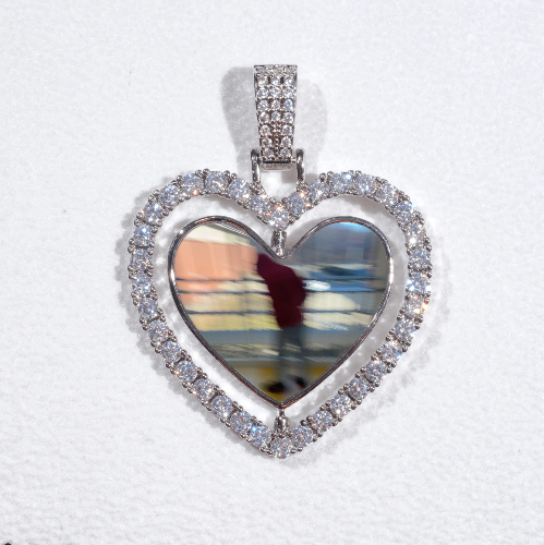 3D Spinning 2-Faced Heart Custom Picture Pendant