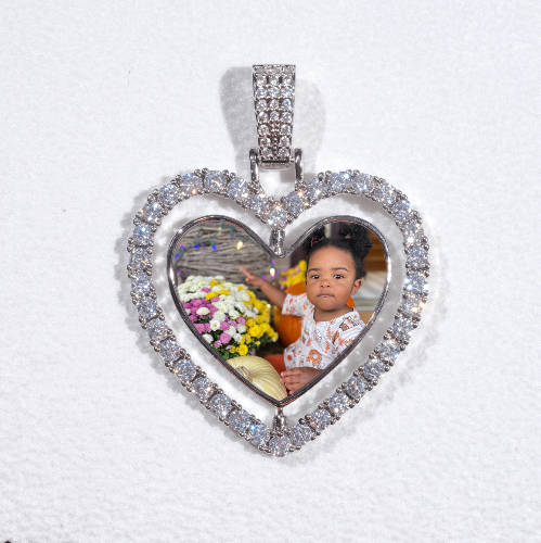 3D Spinning 2-Faced Heart Custom Picture Pendant