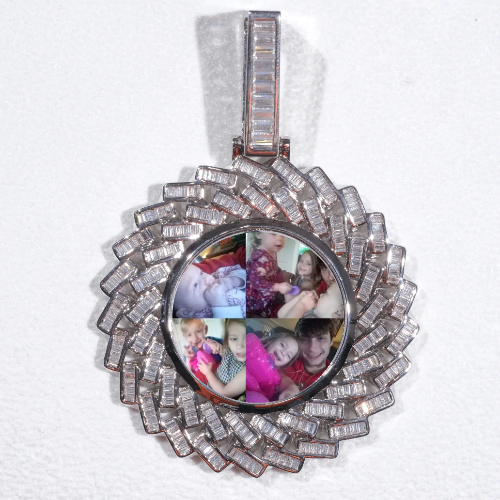 Large 3D Baguette Custom Picture Pendant