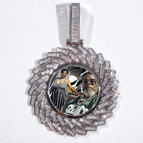 Large 3D Baguette Custom Picture Pendant