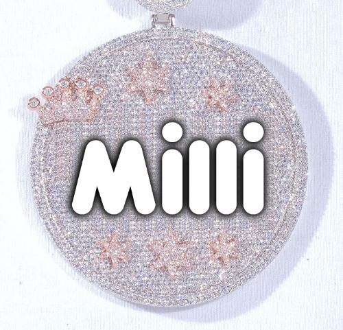 CUSTOM LETTER NECKLACE 3D BIG CROWN DISC