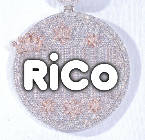 CUSTOM LETTER NECKLACE 3D BIG CROWN DISC