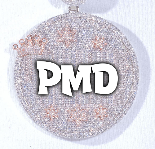 CUSTOM LETTER NECKLACE 3D BIG CROWN DISC