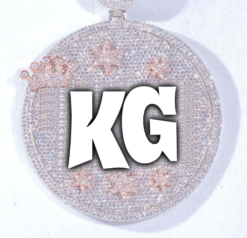 CUSTOM LETTER NECKLACE 3D BIG CROWN DISC