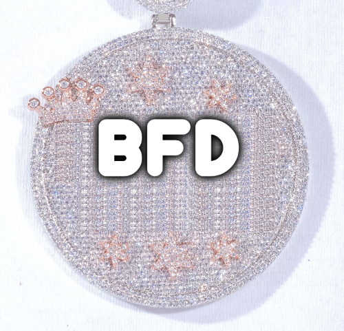 CUSTOM LETTER NECKLACE 3D BIG CROWN DISC