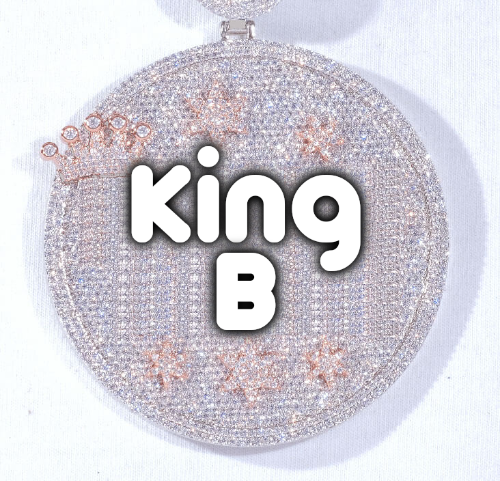 CUSTOM LETTER NECKLACE 3D BIG CROWN DISC