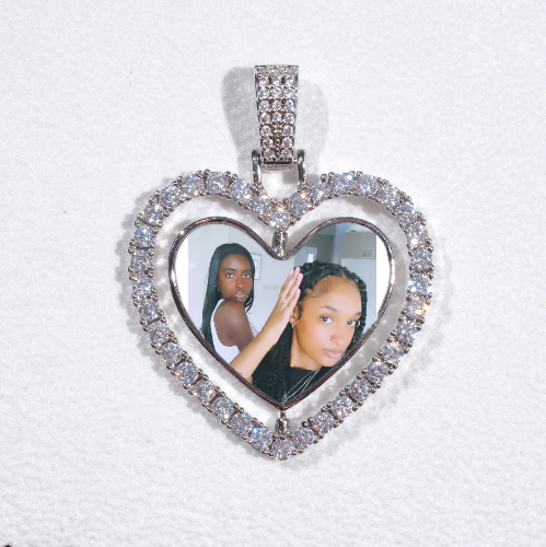 3D Spinning 2-Faced Heart Custom Picture Pendant