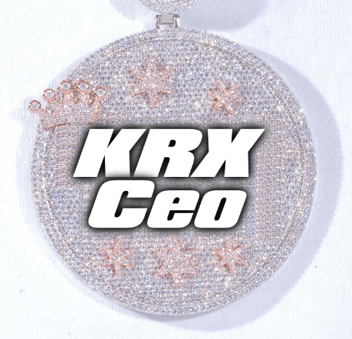 CUSTOM LETTER NECKLACE 3D BIG CROWN DISC