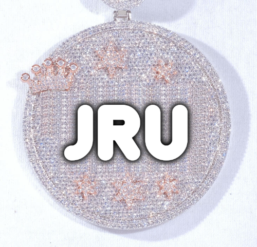 CUSTOM LETTER NECKLACE 3D BIG CROWN DISC