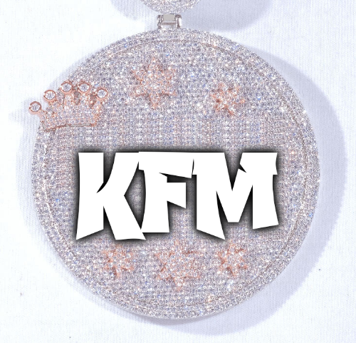 CUSTOM LETTER NECKLACE 3D BIG CROWN DISC