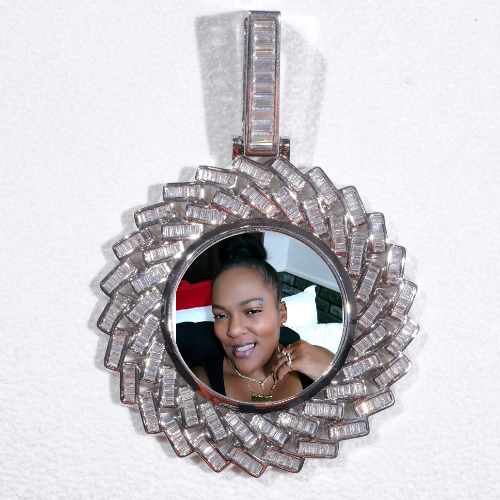 Large 3D Baguette Custom Picture Pendant