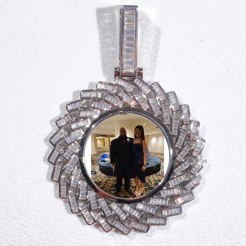 Large 3D Baguette Custom Picture Pendant