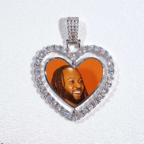 3D Spinning 2-Faced Heart Custom Picture Pendant