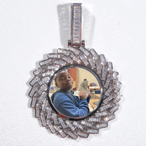 Large 3D Baguette Custom Picture Pendant