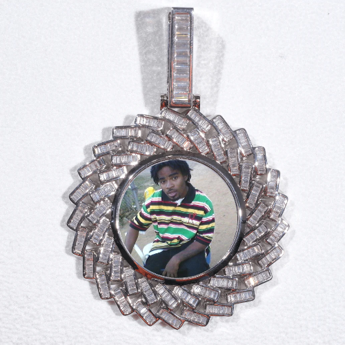 Large 3D Baguette Custom Picture Pendant