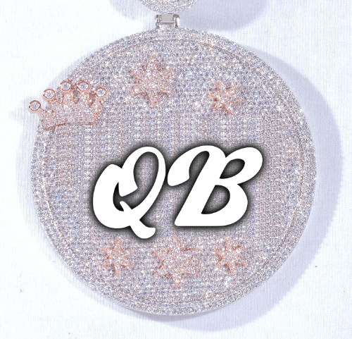 CUSTOM LETTER NECKLACE 3D BIG CROWN DISC