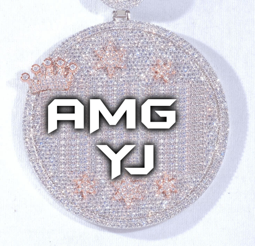 CUSTOM LETTER NECKLACE 3D BIG CROWN DISC