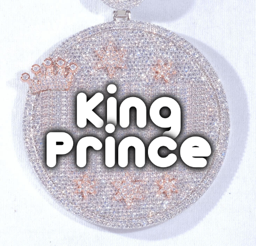 CUSTOM LETTER NECKLACE 3D BIG CROWN DISC