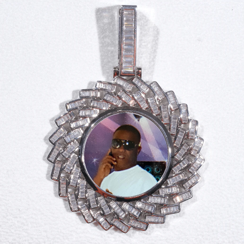 Large 3D Baguette Custom Picture Pendant