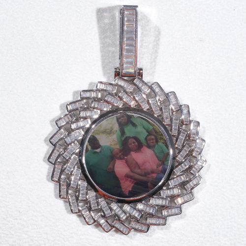 Large 3D Baguette Custom Picture Pendant