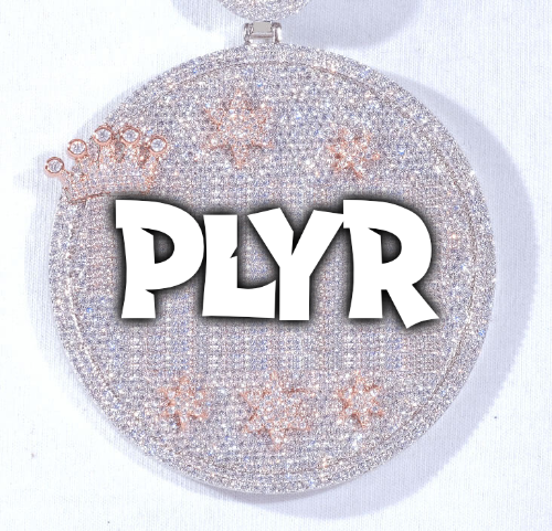 CUSTOM LETTER NECKLACE 3D BIG CROWN DISC