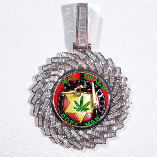 Large 3D Baguette Custom Picture Pendant
