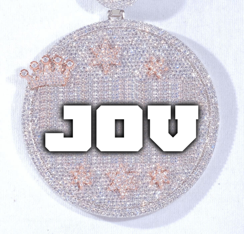 CUSTOM LETTER NECKLACE 3D BIG CROWN DISC