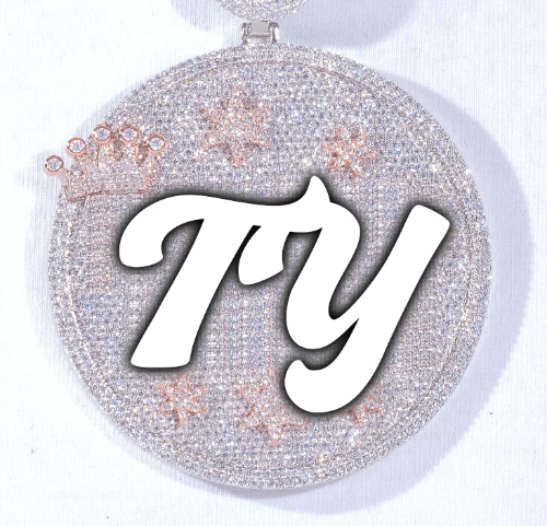 CUSTOM LETTER NECKLACE 3D BIG CROWN DISC