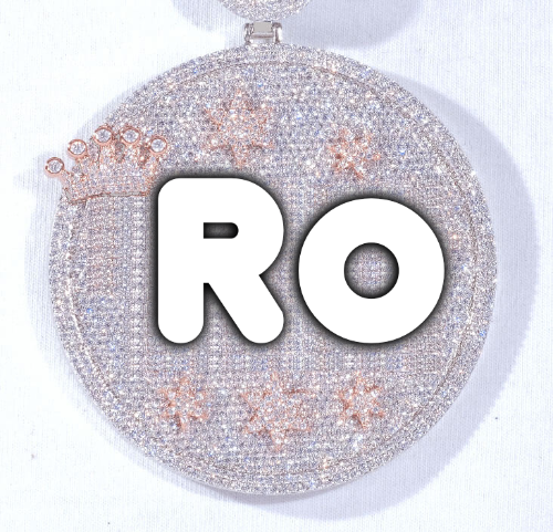 CUSTOM LETTER NECKLACE 3D BIG CROWN DISC