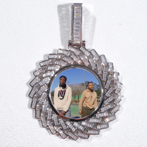 Large 3D Baguette Custom Picture Pendant