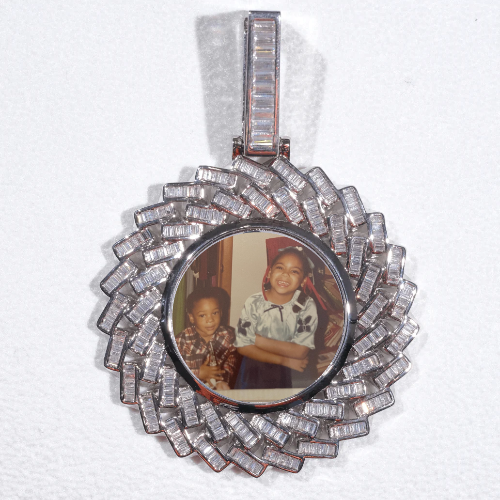 Large 3D Baguette Custom Picture Pendant