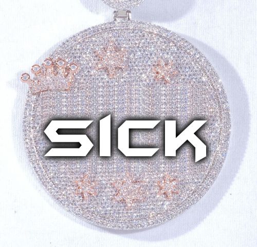 CUSTOM LETTER NECKLACE 3D BIG CROWN DISC