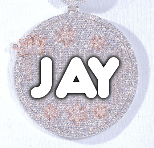 CUSTOM LETTER NECKLACE 3D BIG CROWN DISC