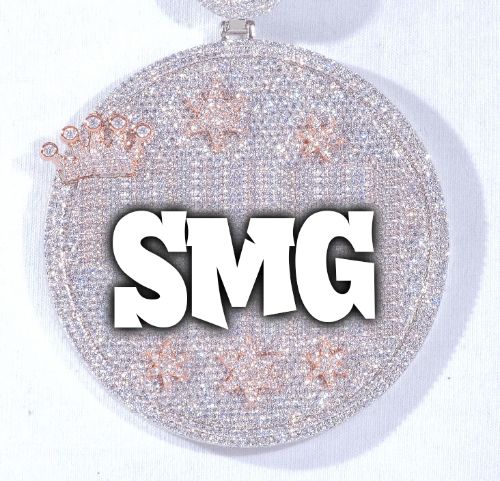 CUSTOM LETTER NECKLACE 3D BIG CROWN DISC