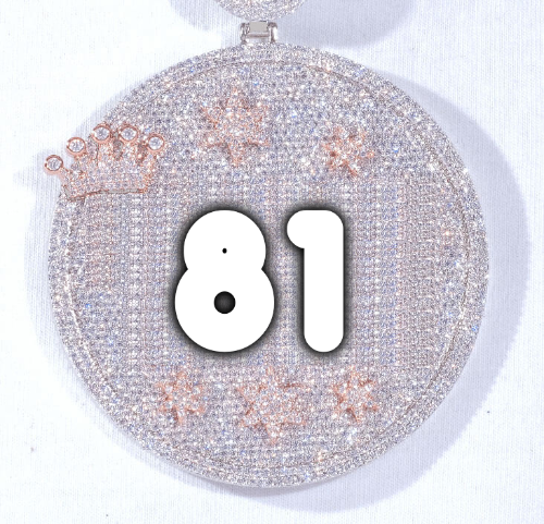CUSTOM LETTER NECKLACE 3D BIG CROWN DISC