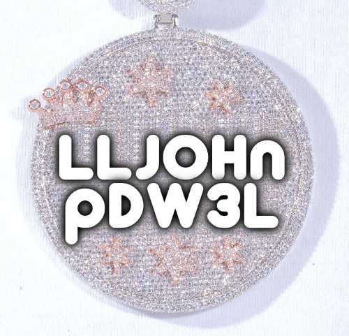CUSTOM LETTER NECKLACE 3D BIG CROWN DISC