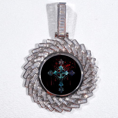 Large 3D Baguette Custom Picture Pendant