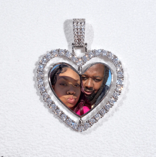3D Spinning 2-Faced Heart Custom Picture Pendant