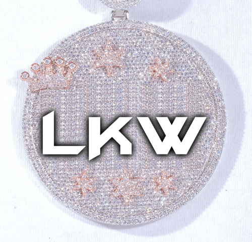 CUSTOM LETTER NECKLACE 3D BIG CROWN DISC