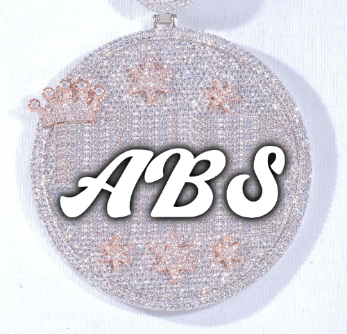 CUSTOM LETTER NECKLACE 3D BIG CROWN DISC